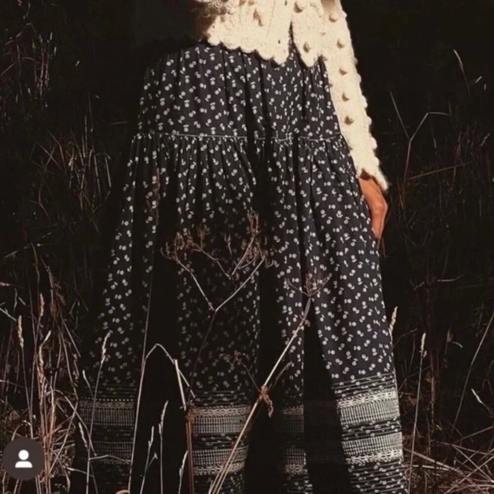 New Doen Rosanna Skirt in Indigo Calico, Size XS - Picture 10 of 15